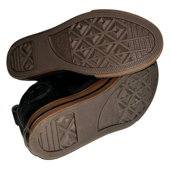 Converse All Star Sneaker Black Leather Brown Sole Child 3 Shoes Street Mid - Picture 4 of 5